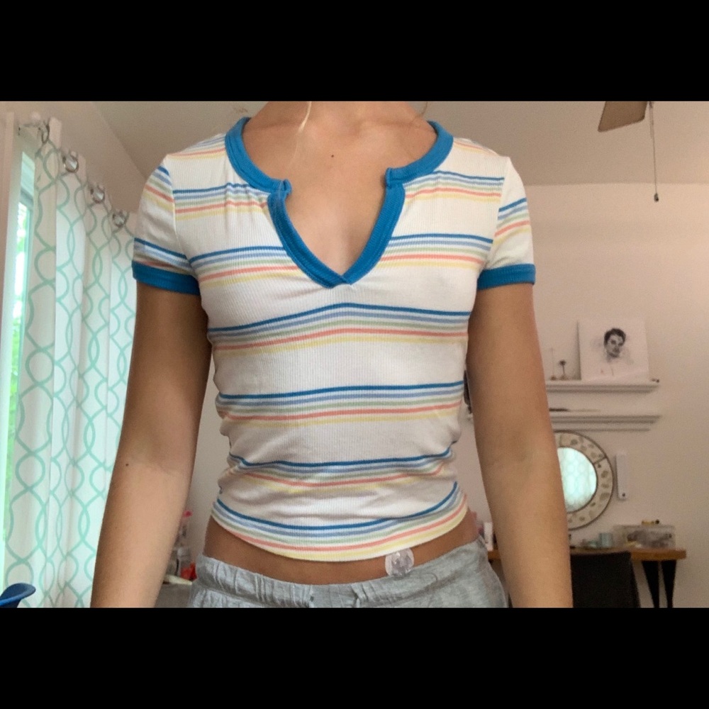 pacsun stripped rainbow top